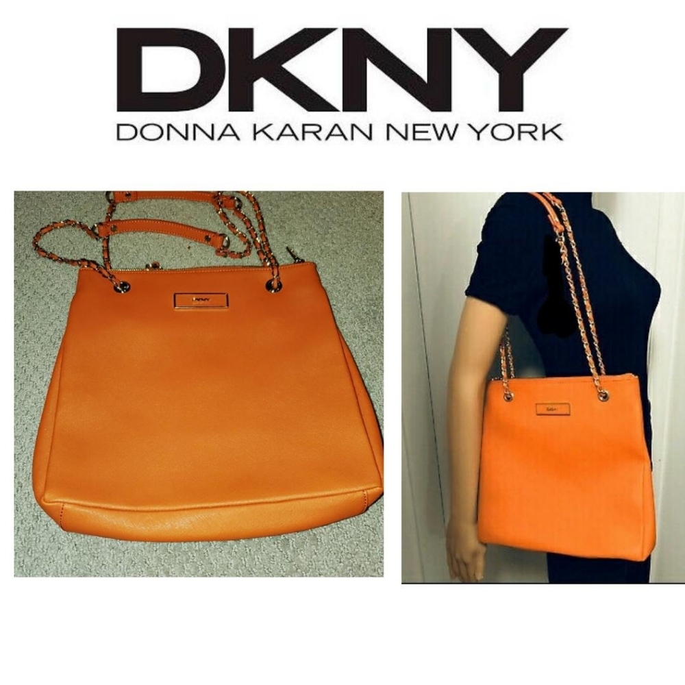 DKNY Orange Saffiano Crossbody- 2 way 🧡